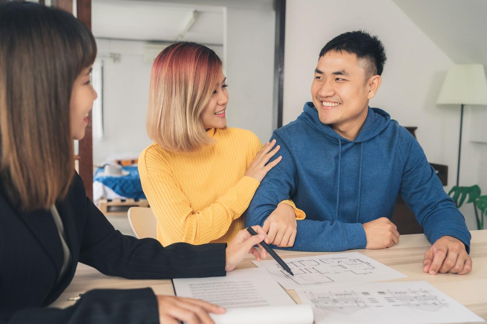 construction consultation of a young asian couple